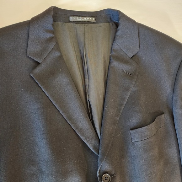 Hugo Boss Made In Turkey 100% Virgin Wool Black Suit Coat 46 L - Picture 5 of 11